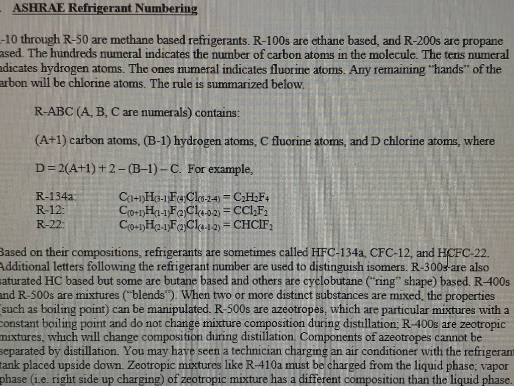 NEED help with MATLAB coding for this project!! ASHRAE Refrigerant Numbering 10