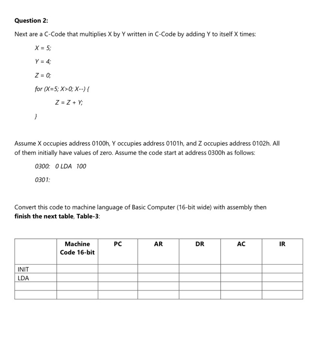  with the explanation please Question 2: Next are a C-Code that