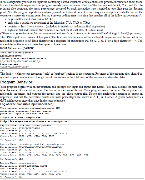 Having trouble with DNA java code please help So heres the assignment