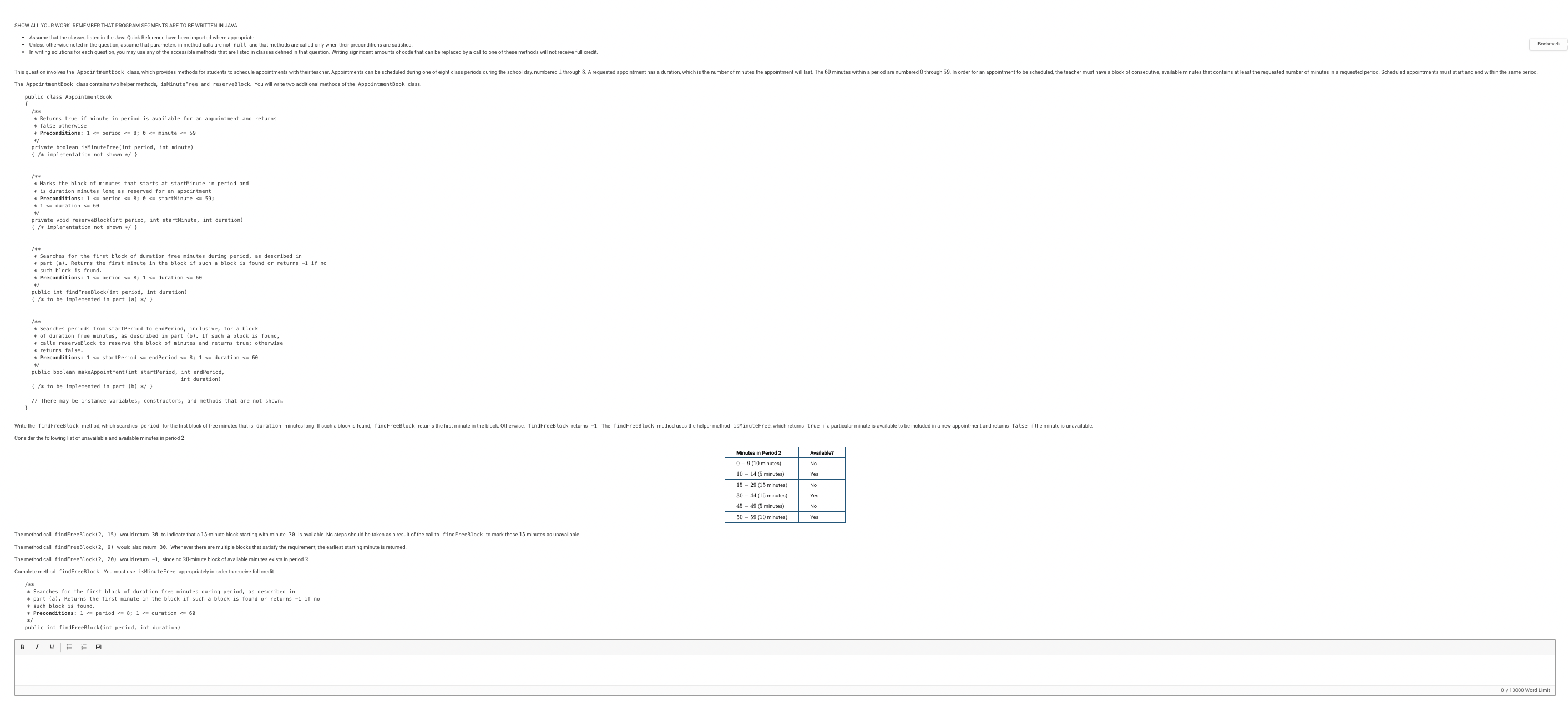  Assume that the classes listed in the Java Quick Reference have