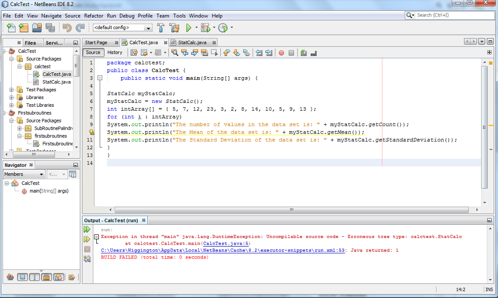 Question: Using the StatCalc class, write a program that calculates and then