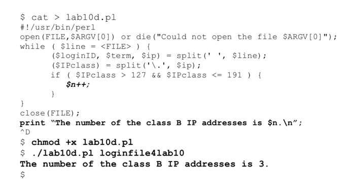 template to write a perl script, hw10a.pl, to compute the number of