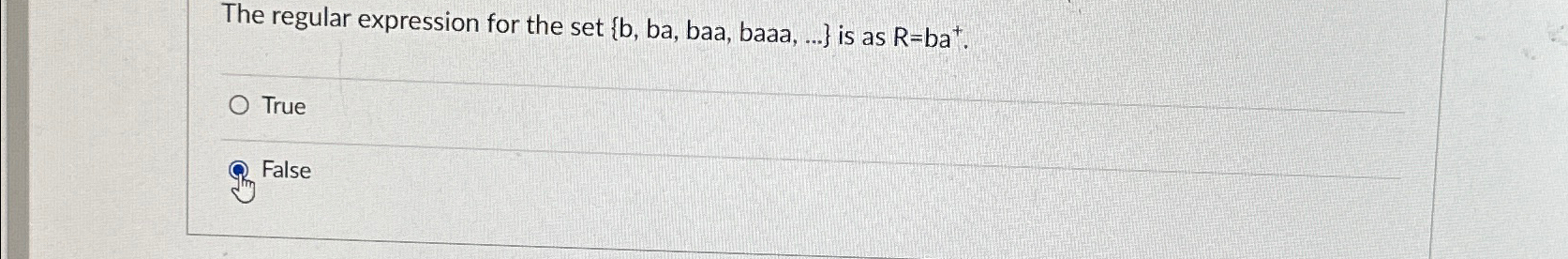 The regular expression for the set , baa, baaa, ... 