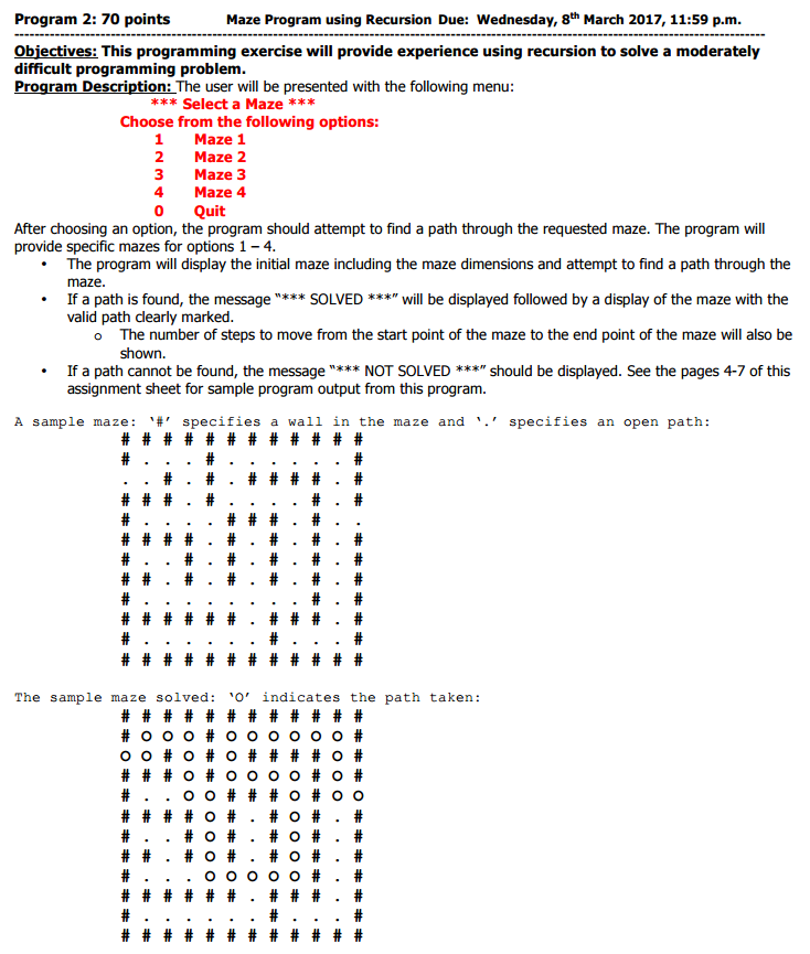 I need help with changing a recursion assignment and need the maze.java