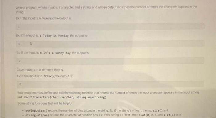 In C++ please White a program whose input is a character and