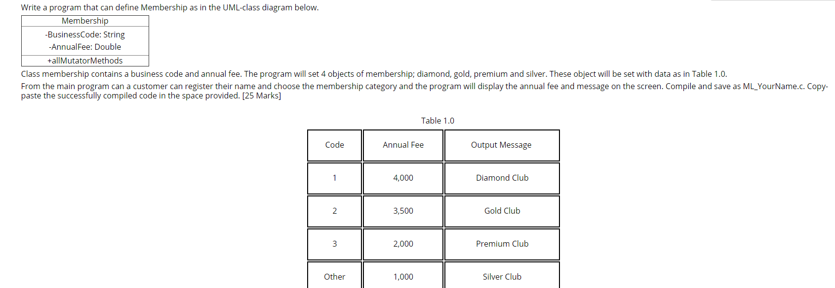 java program please follow the instructions Write a program that can define