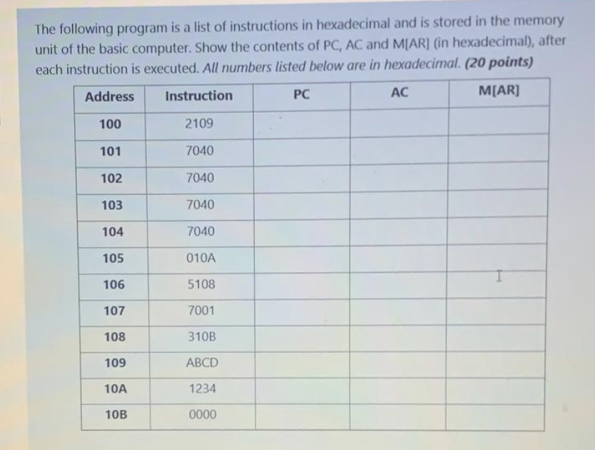 Help needed related Computer Architecture problem ! Thanx The following program is