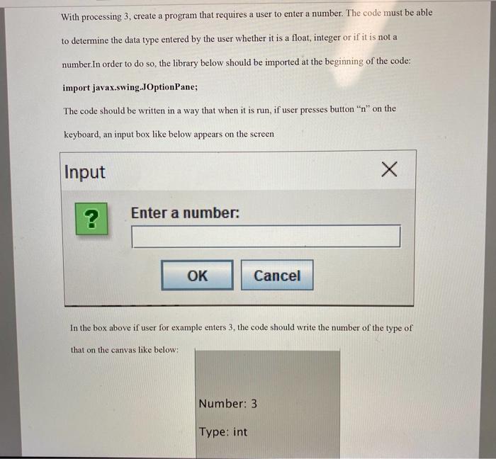 Please help in processing 3. Thanks With processing 3, create a program