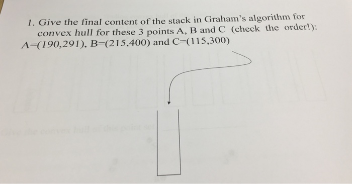  Give the final content of the stack in Grahams algorithm for