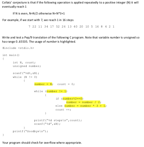 Hi, I need the below C code to be translated into Pep/9