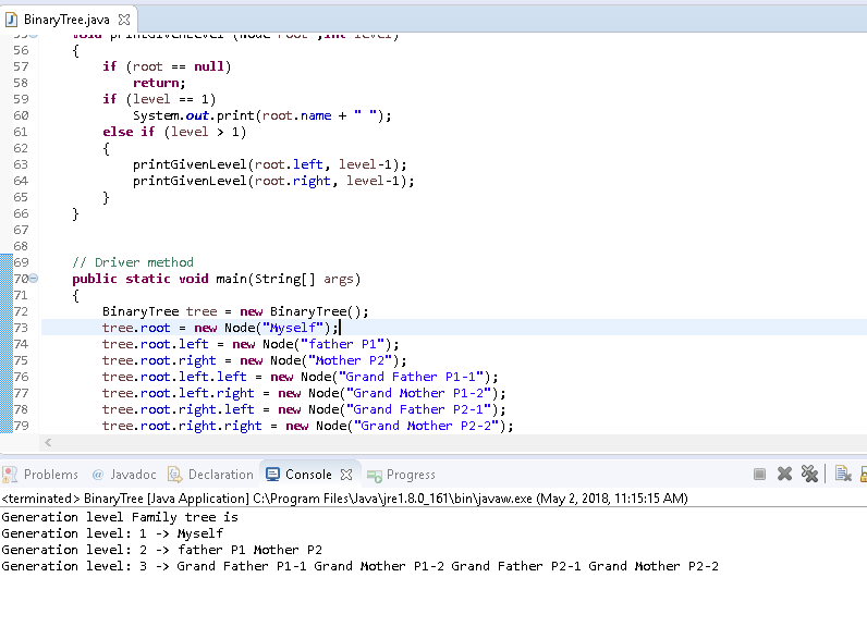  This is a binary tree for the family tree .I already