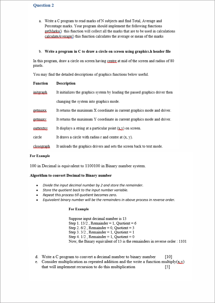  Question 2 a. Write a C program to read marks of