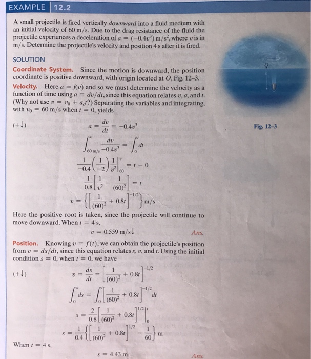 the velocity v and position s. Helper 1: Example 12.1: clear all
