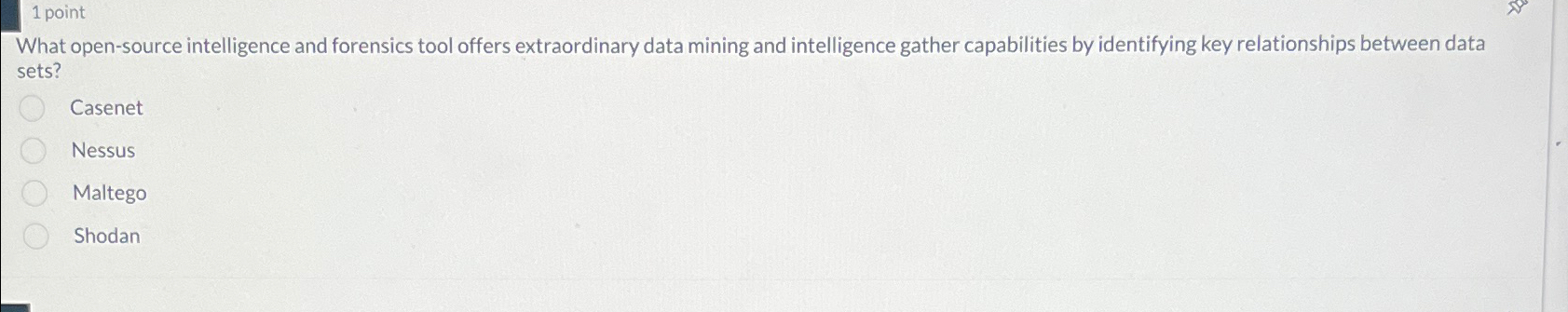  1 point What open-source intelligence and forensics tool offers extraordinary data