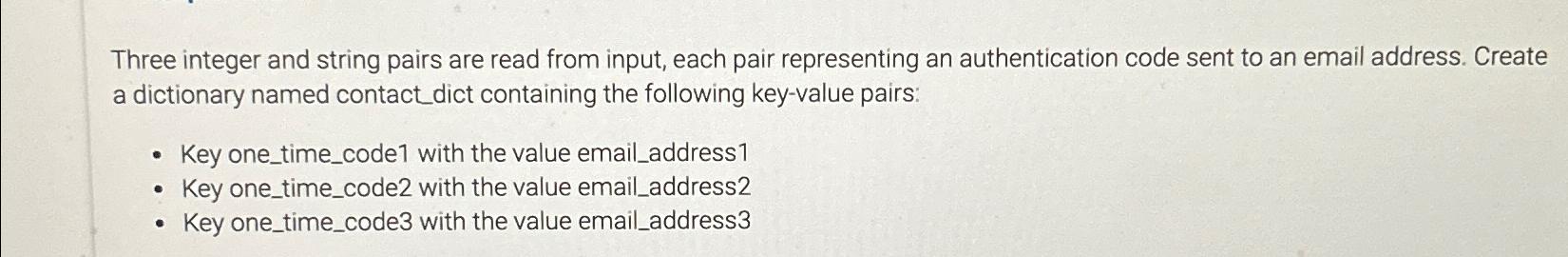  Three integer and string pairs are read from input, each pair