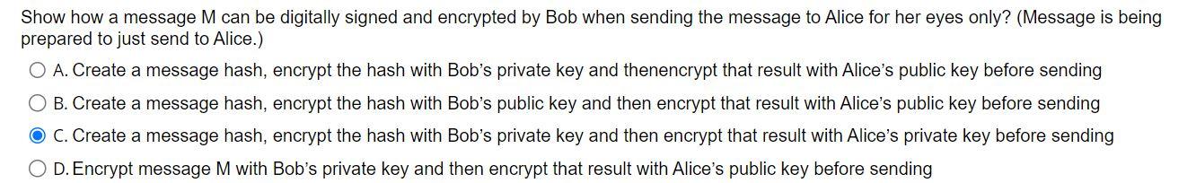 please help! Show how a message M can be digitally signed and