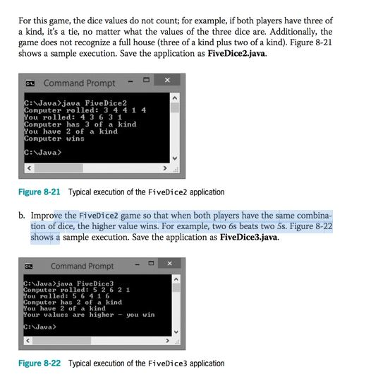 4, you created a Die application that randomly "th five dice for