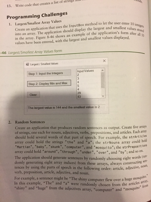  13. Write code that creates a list of strings llU Programming