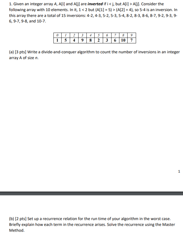 Given an integer array A, A[i] and A[j] are inverted if i