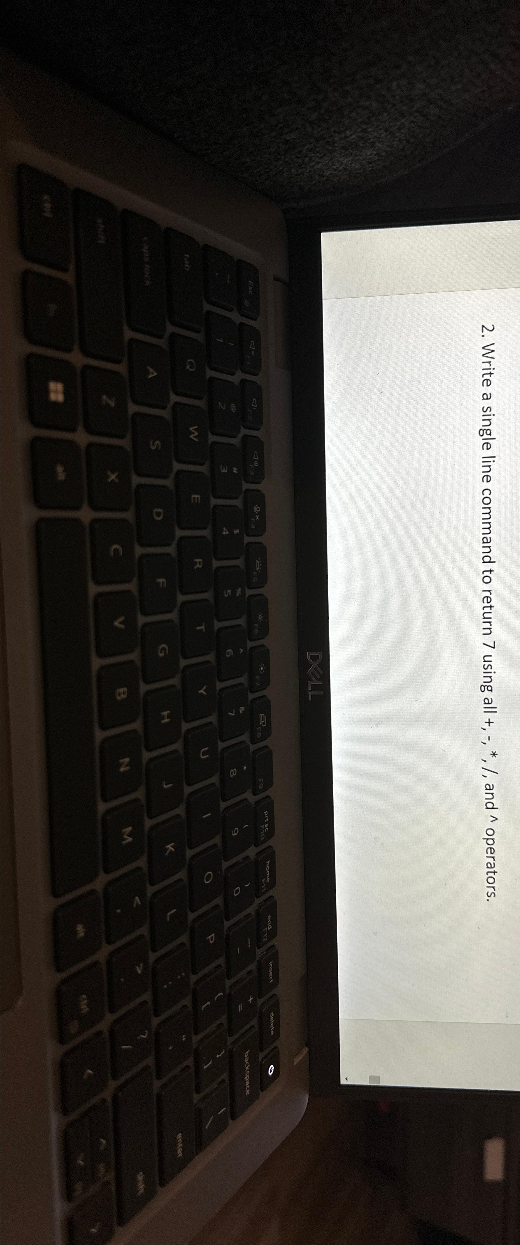  Write a single line command to return 7 using all +,-,**,I,