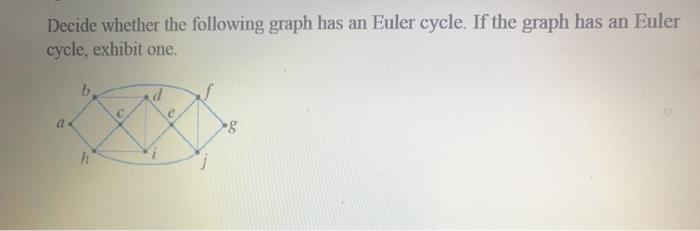  Decide whether the following graph has an Euler cycle. If the
