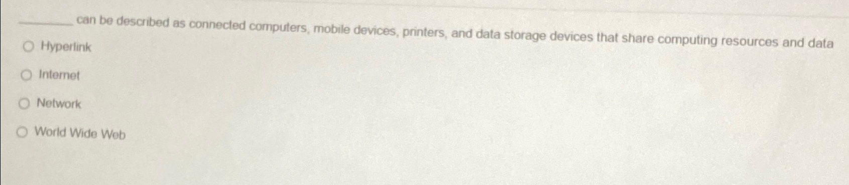 can be described as connected computers, mobile devices, printers, and data