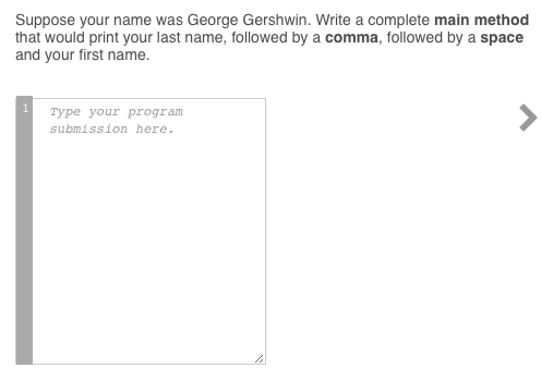 public class Q Type your program submission here. our proqra
