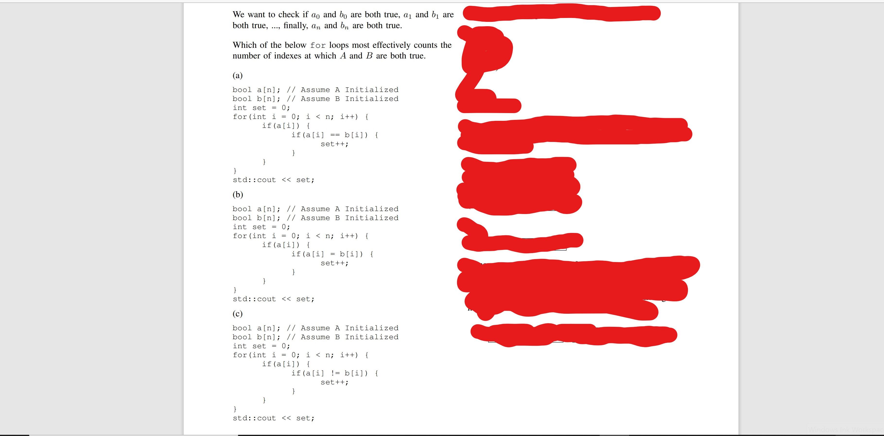 you. { a ca (7) Consider two arrays of size n of