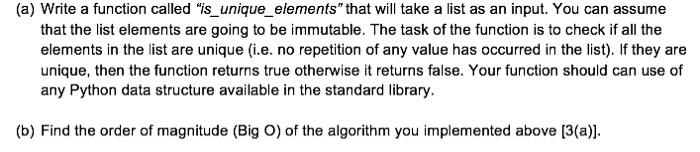  Write a function called is_unique_elements that will take a list as
