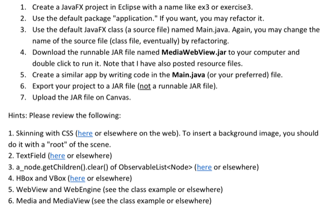  1. Create a JavaFX project in Eclipse with a name like