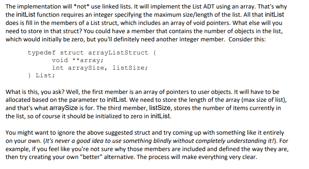empty List object. The parameter specifies the maximum length of the list.