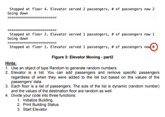 5 floors. Each floor has a random number of passengers [0-5]. When
