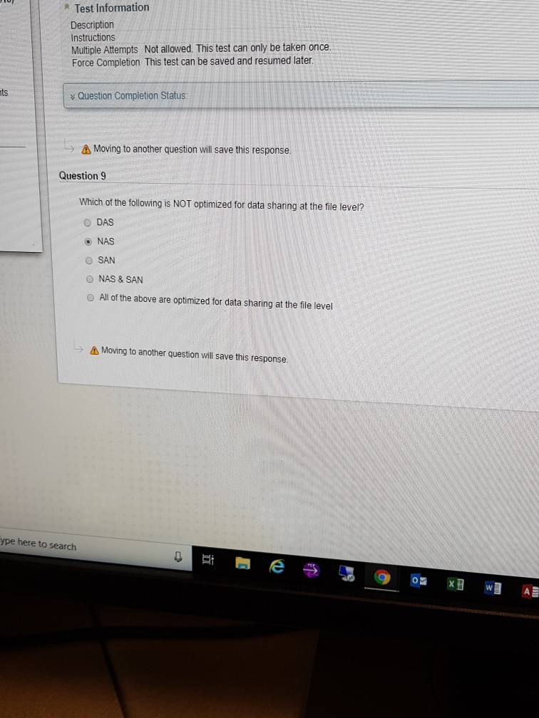  Test Information Description Instructions Multiple Attempts Not allowed. This test can