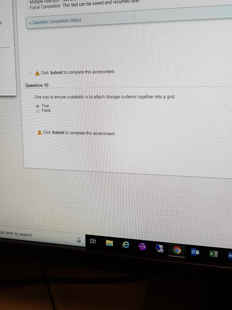 only be taken once. Force Completion This test can be saved and