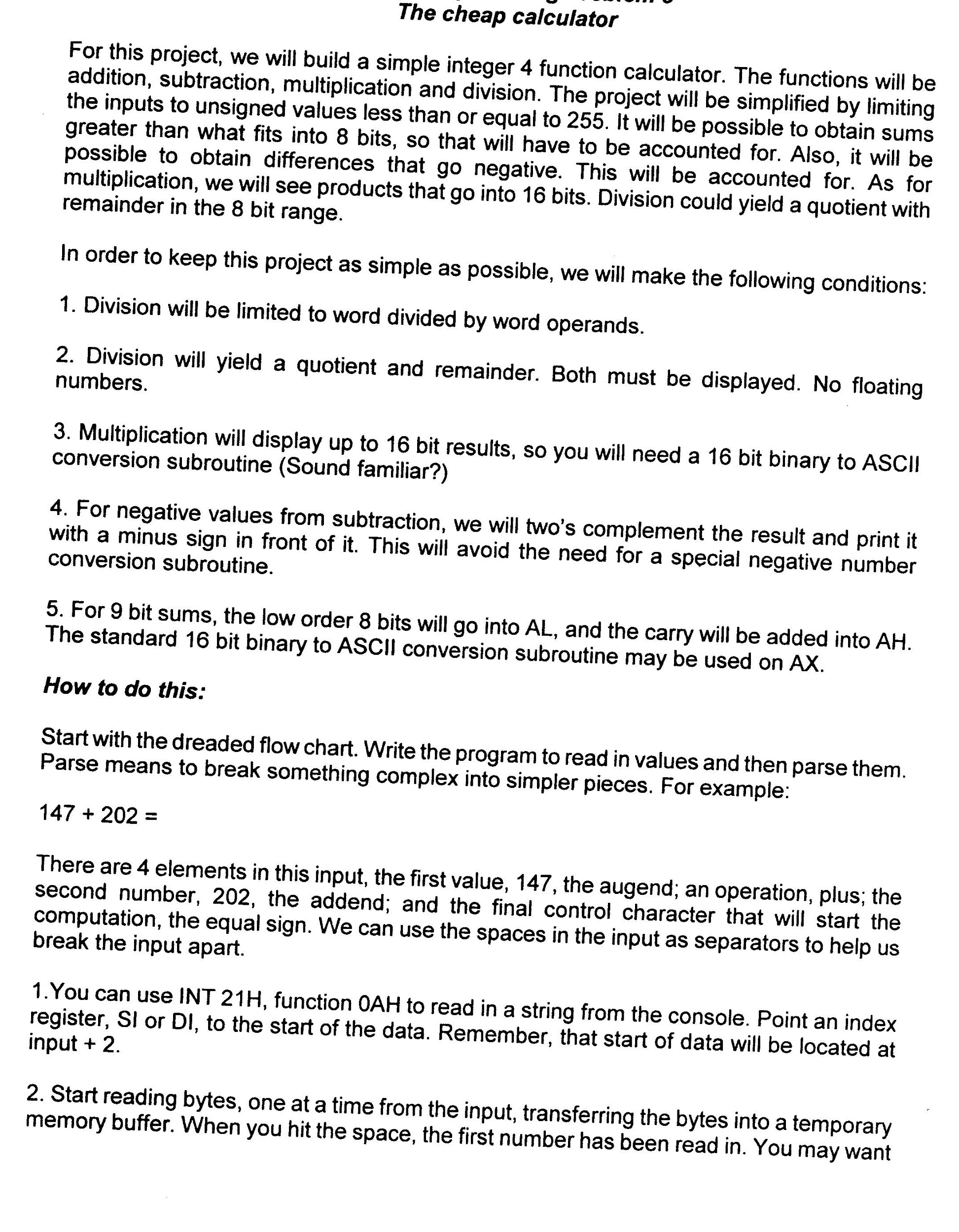 x86 assembly calculator program written in the format below. TITLE TBA8 -