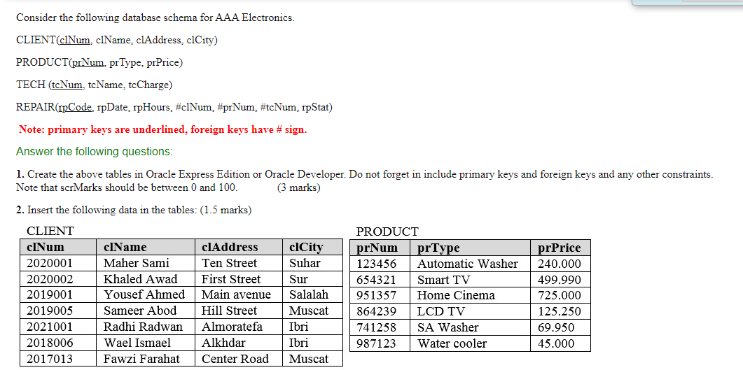 3. Write an SQL command to list all clients names and cities