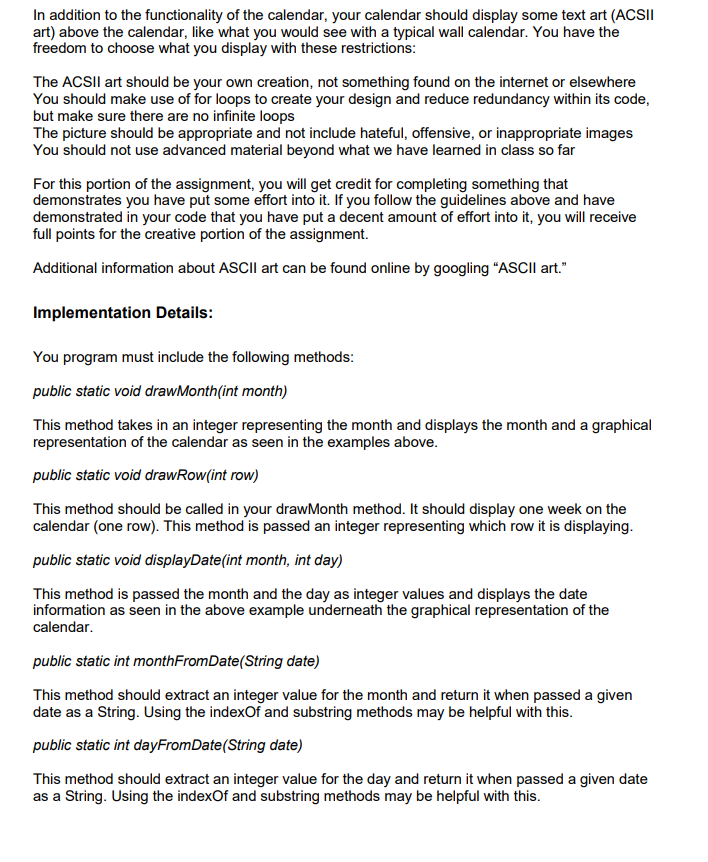 it. Please help me make a calender that only has these: Printing,