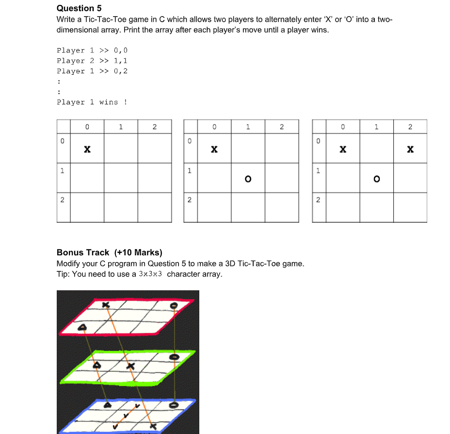 to store the results for the Tic-Tac-Toe game below using a two-dimensional