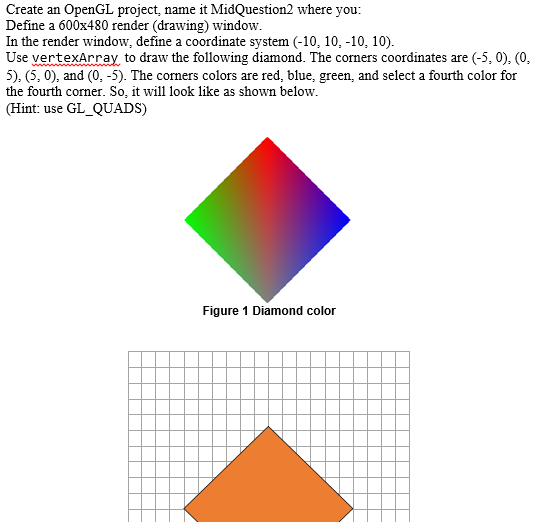 Computer Science -- Computer Graphics Show steps with the code and the