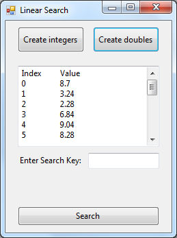 the end of the array is reached. If the search key is