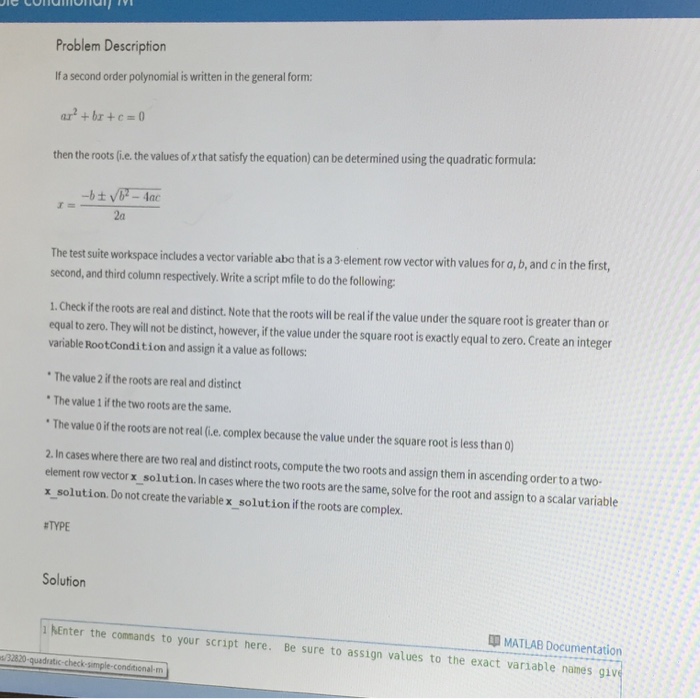  Problem Description If a second order polynomial is written in the