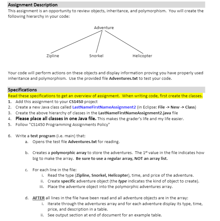 Using Java, need help with the following assignment please! Assignment Description This