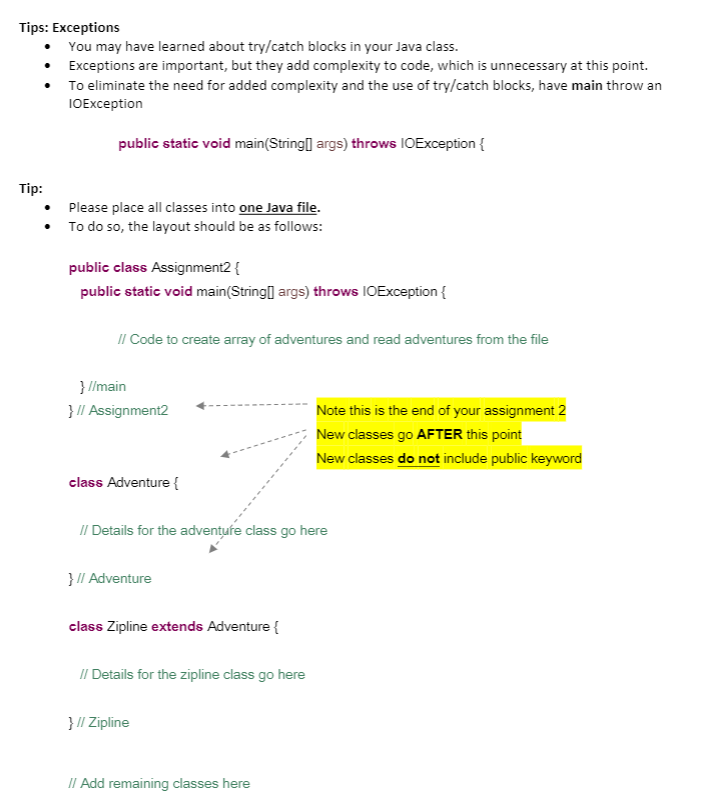 Your code will perform actions on these objects and display information proving