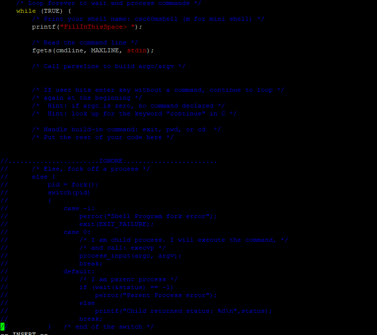 separate process o First, if the user enters "exit" as a command,