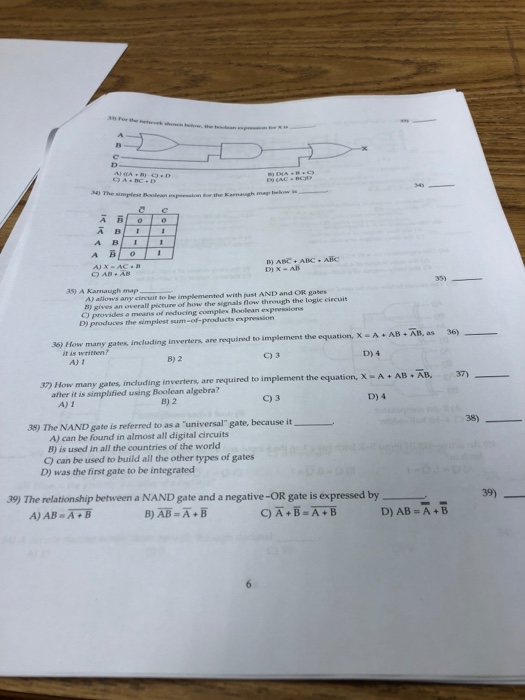  B) ABC+ABC ABC 35) 5) A Karnaugh map A) allows any