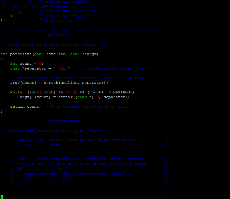 the shell should terminate o Second, if the user enters "cd dir",