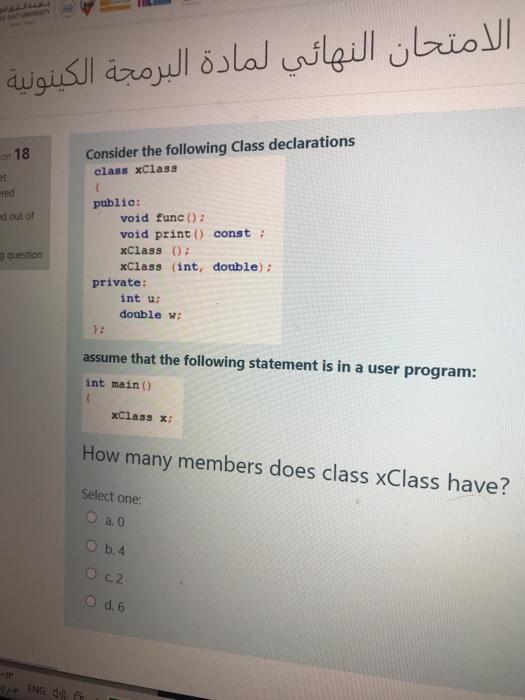 18 Consider the following Class declarations class Class ed ed out