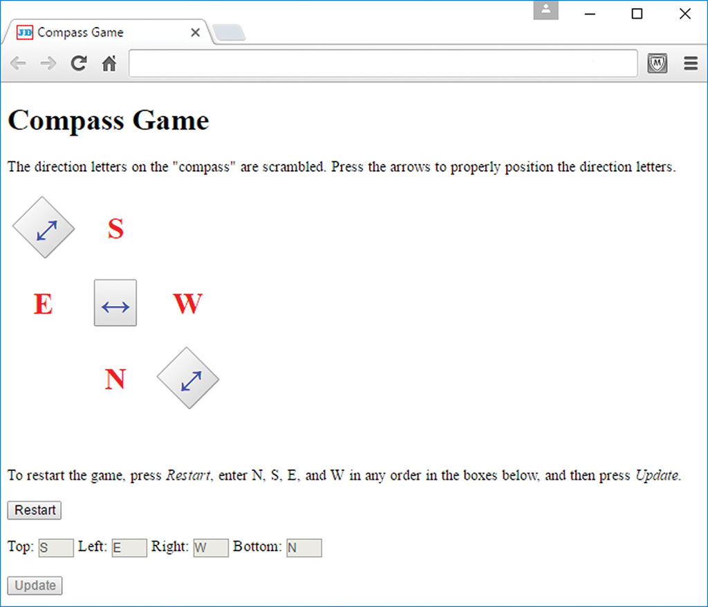 user to rearrange the four directions so they are positioned correctly for