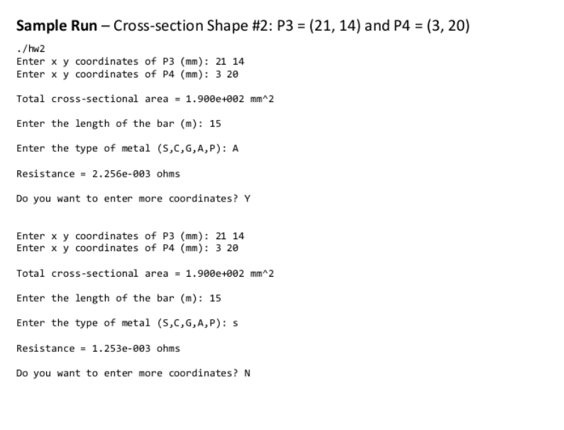 resistance of the bar given its cross-section shape, length, and type of