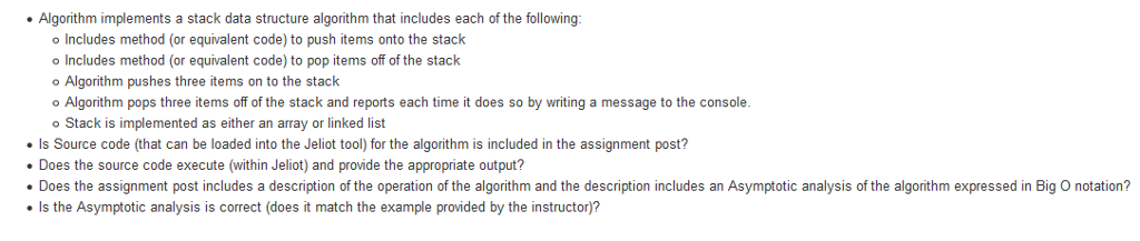 stack data structure. Your stack must have the ability to push entries